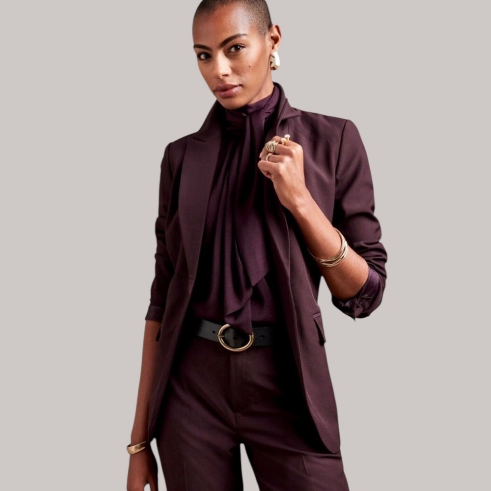 NWT Banana Republic Factory Sculpted Suit Blazer in Midnight Lily Purple Size 16 - Picture 1 of 11